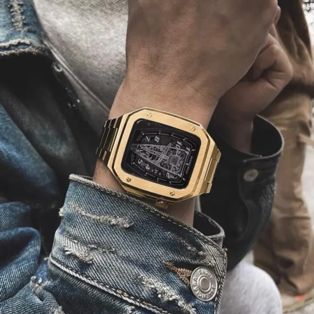 Stainless Steel Band & Case Royal Oak Mod For Apple Watch 44mm.